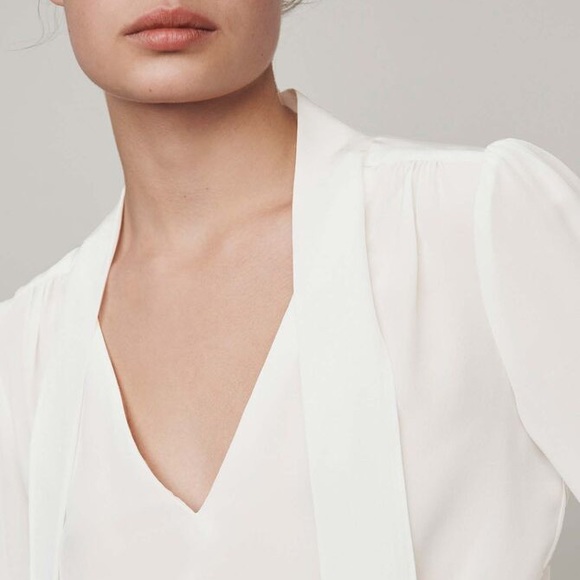 Maje The Bow Silk Top in White - Picture 5 of 11
